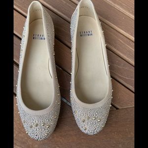 Stuart Weitzman Nude Suede Jeweled flats 7 1/2B